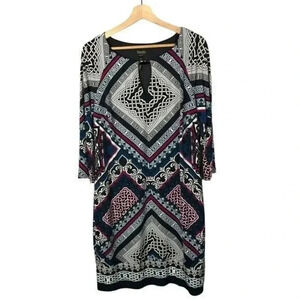 Laundry by Shelli Segal Black & White Printed Shift Dress M